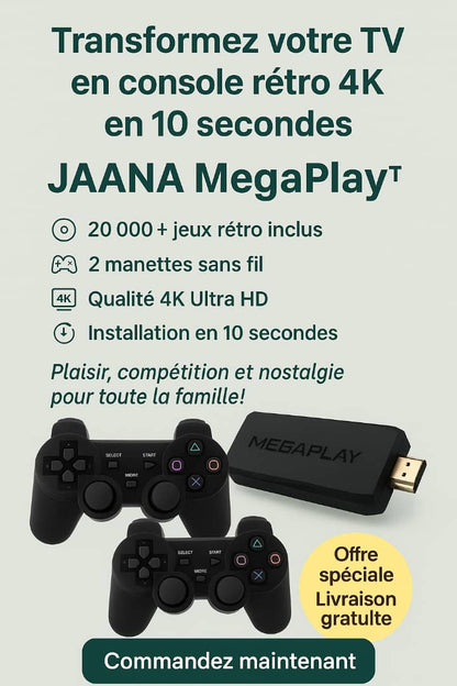 🎮 JAANA MegaPlay™ – Transformez instantanément votre TV en console rétro 4K