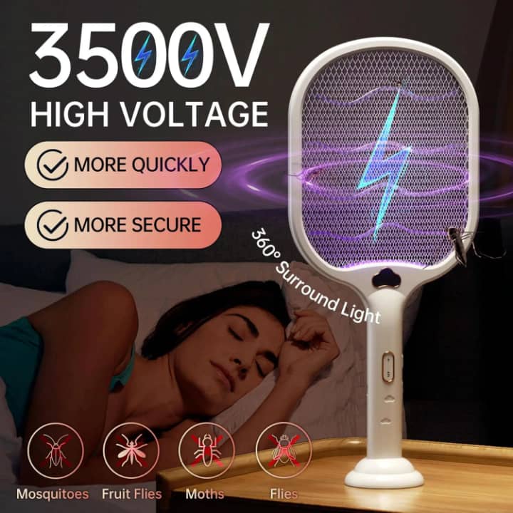 Raquette Anti-Moustiques Électrique 2 en 1 – Rechargeable Lamp; Multifonction