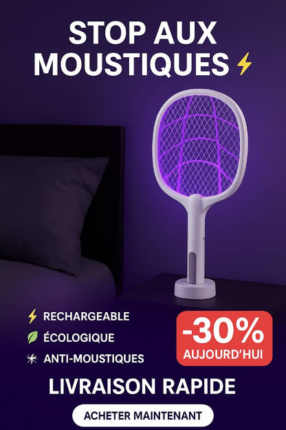 Raquette Anti-Moustiques Électrique 2 en 1 – Rechargeable Lamp; Multifonction